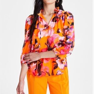 Floral Orange and Pink Women's Top